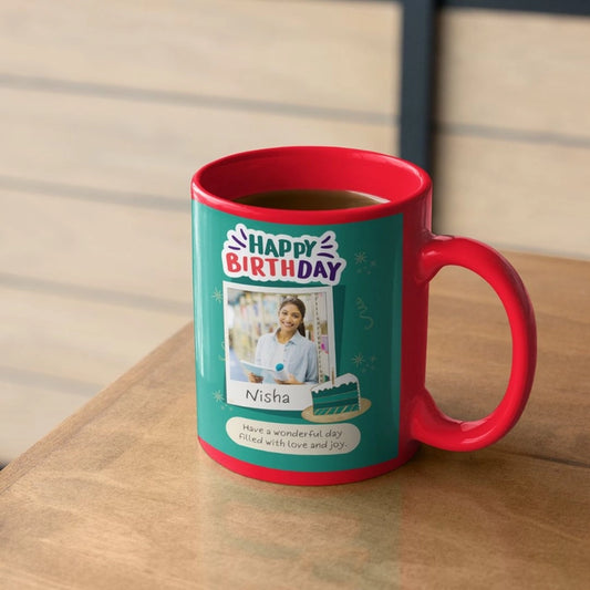 Custom Red Photo Mug