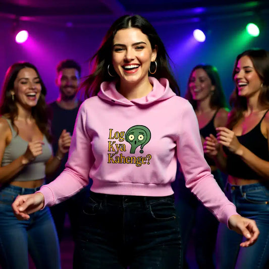 "Log Kya Kahenge" Cropped Hoodie