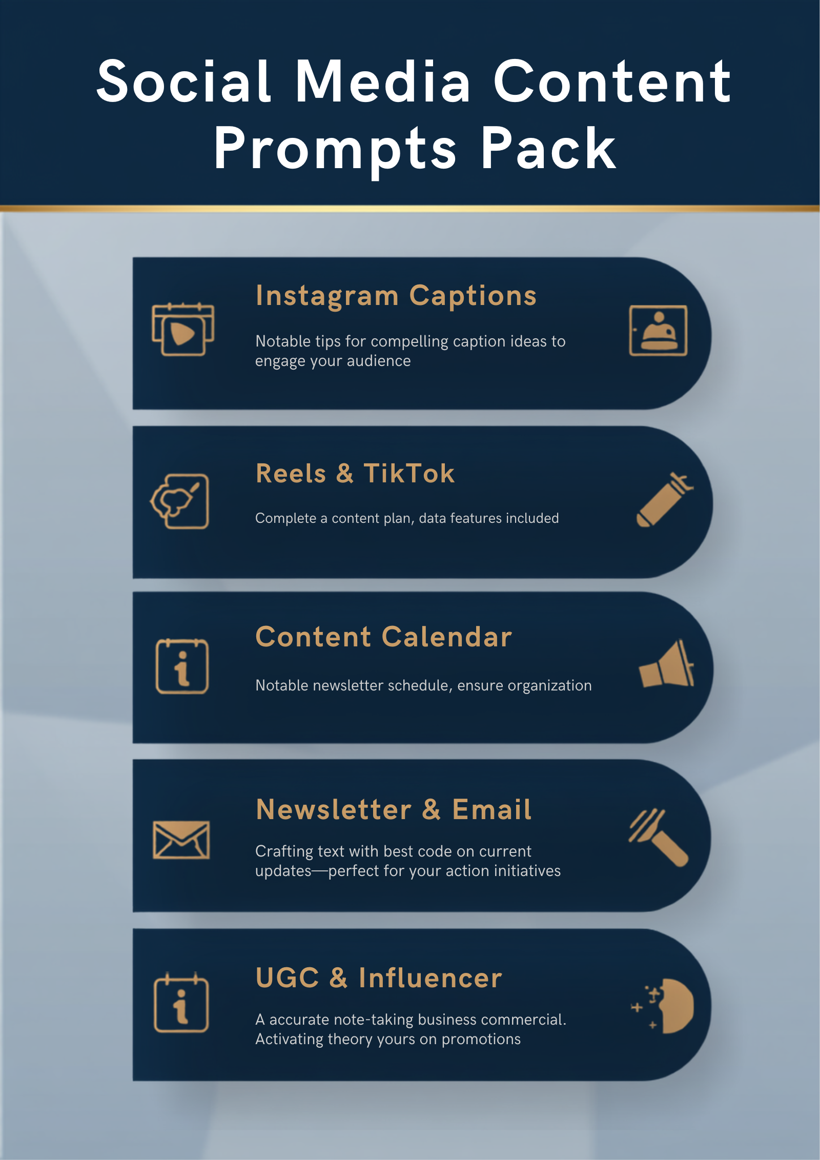 50 Social Media Content ChatGPT Prompts — pack structure preview