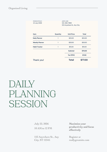 Undated Daily Weekly Planner Template on laptop at desk
