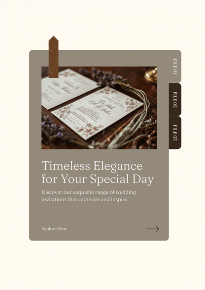 Elegant Wedding Invitation Template printed stationery flatlay