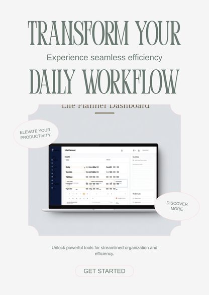 Notion Life Planner Template on tablet
