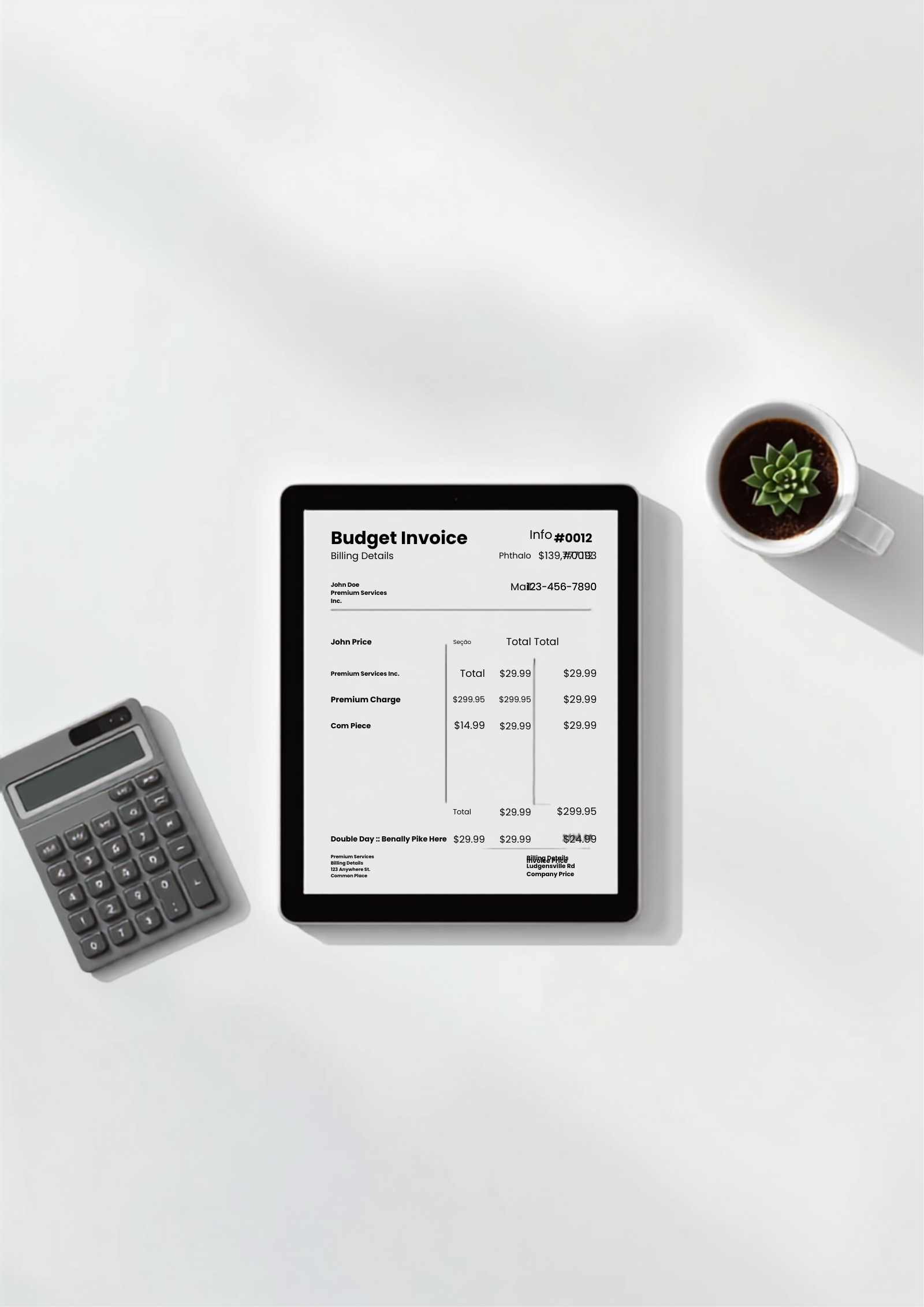 Monthly Budget Tracker Template on tablet at desk