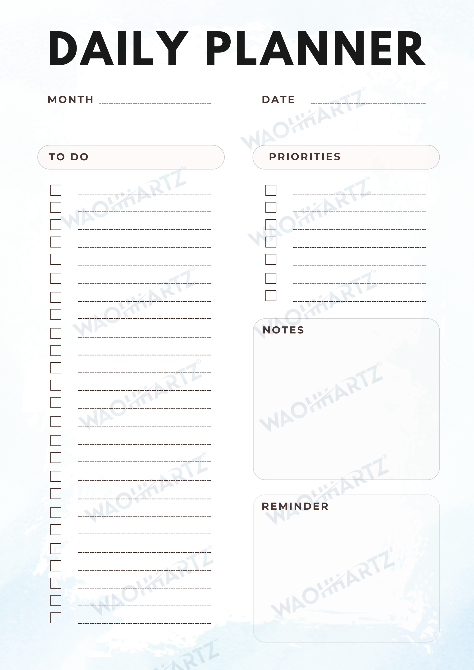 Daily Planner — printable instant download