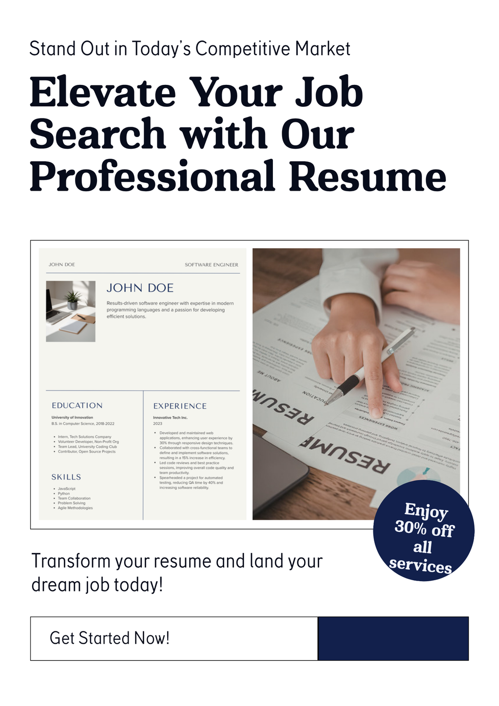 ATS Friendly Resume Template on laptop at desk