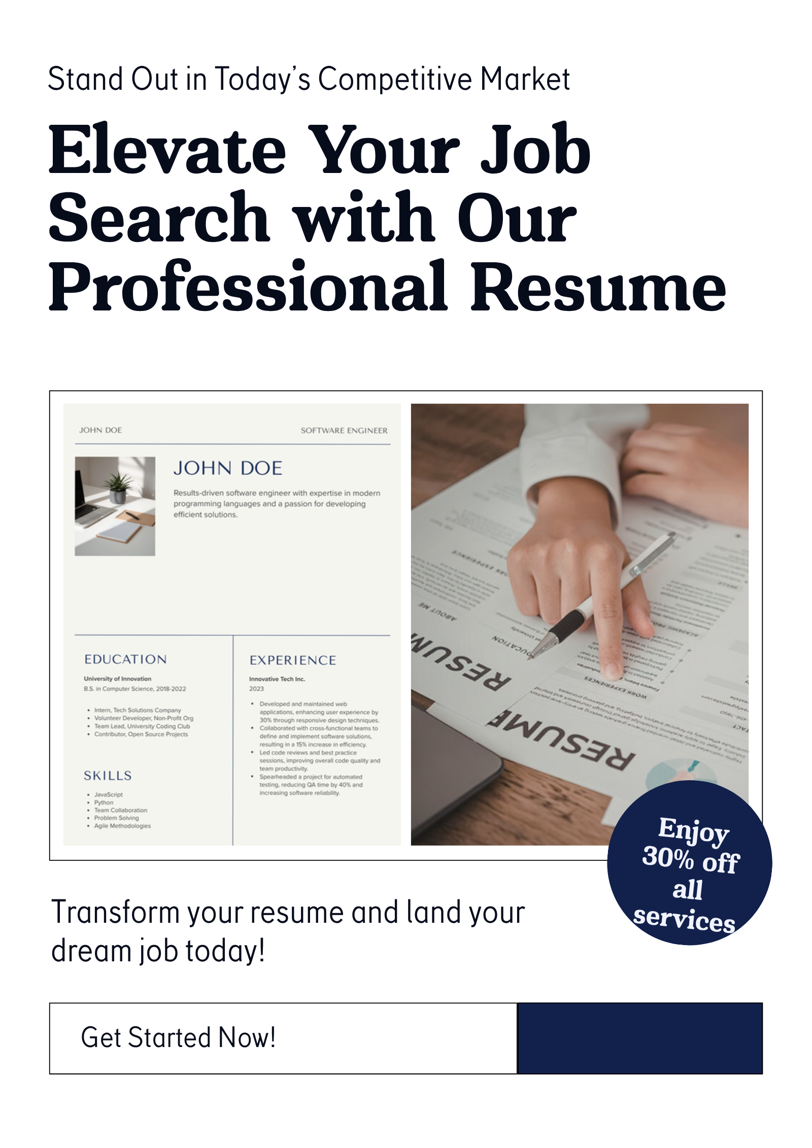 ATS Friendly Resume Template on laptop at desk