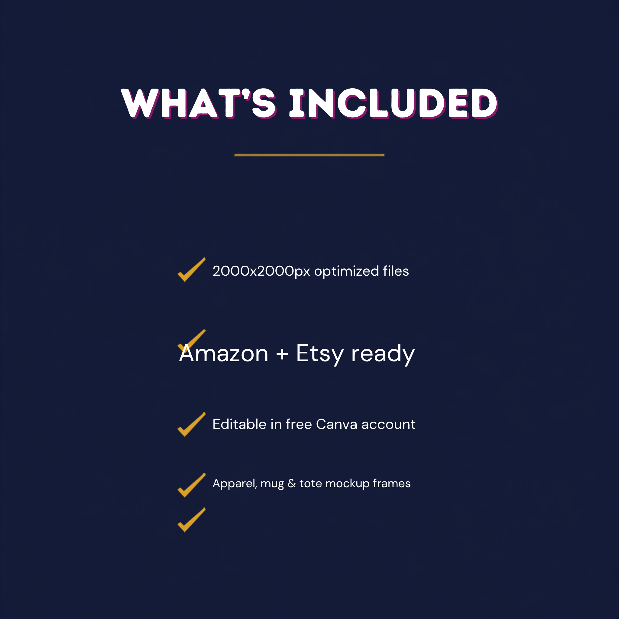 POD Amazon Etsy listing kit specs 2000x2000px editable Canva