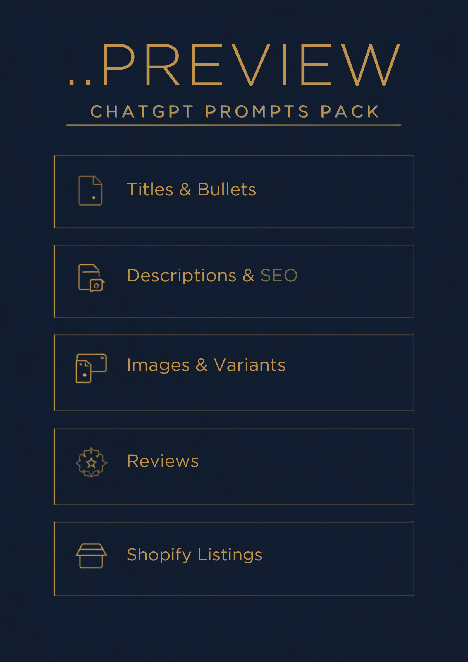 50 Amazon & Etsy Listing ChatGPT Prompts — pack structure preview