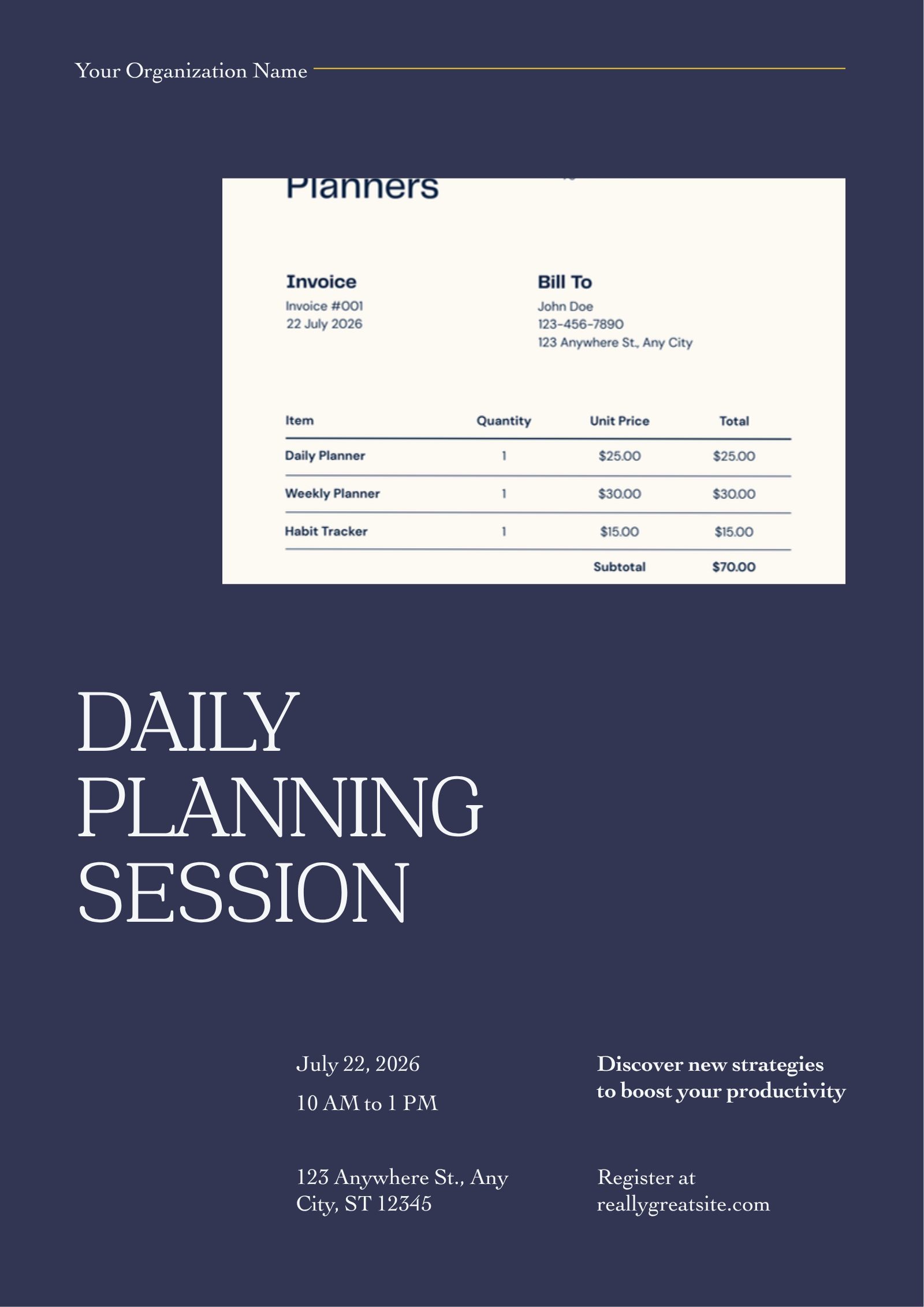 Undated Daily Weekly Planner Template printed and in use