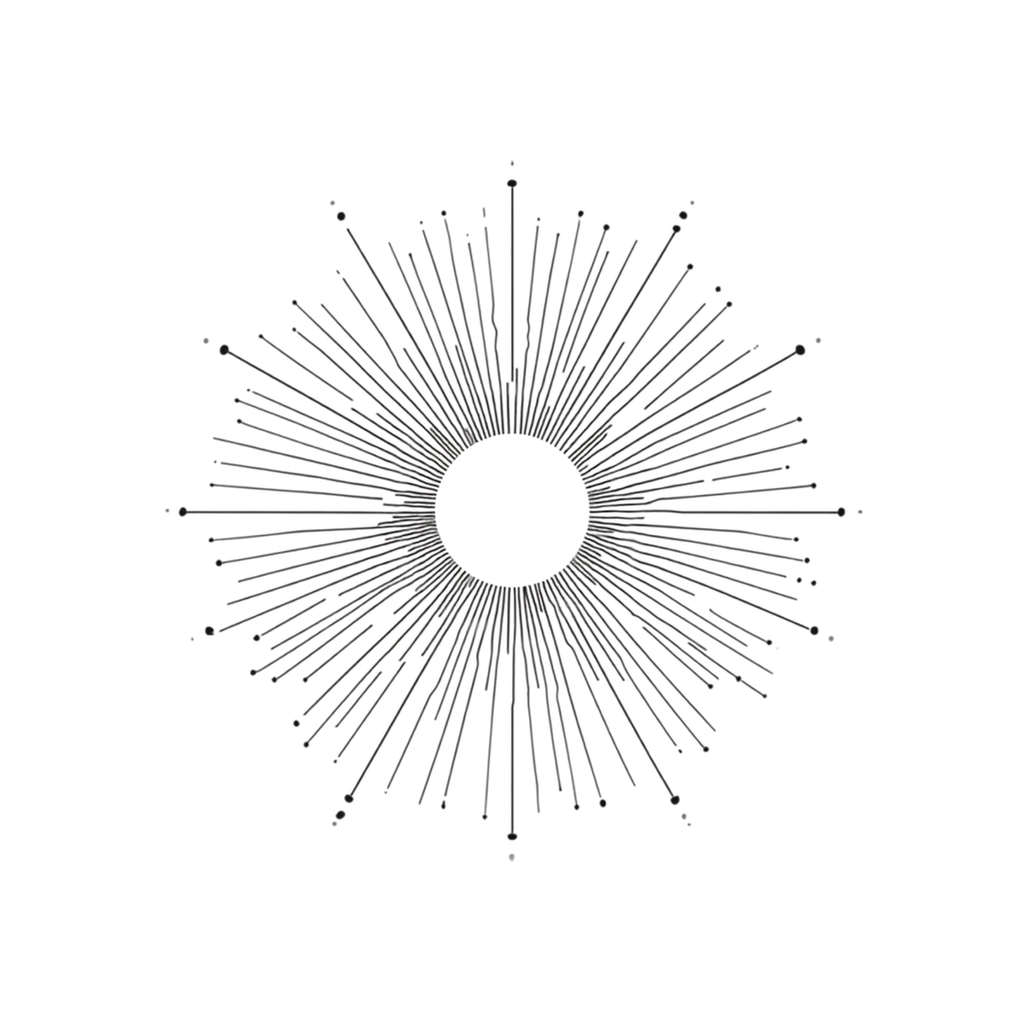 Boho celestial starburst mandala line art detail