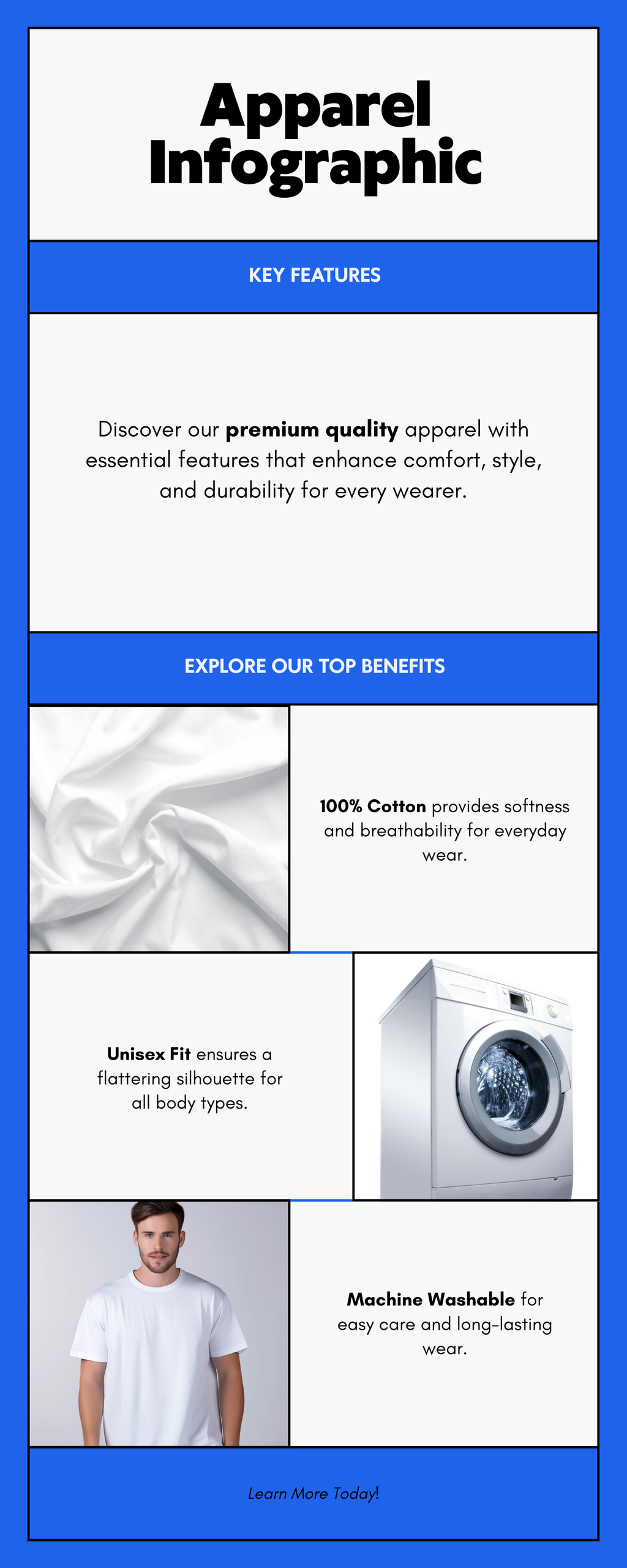 Editable Amazon Etsy size chart and feature infographic template