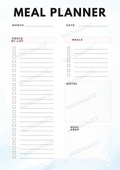 Weekly Meal Planner & Grocery List — printable instant download