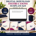 Digital download instructions template kit with 12 editable layouts and 10 customer files