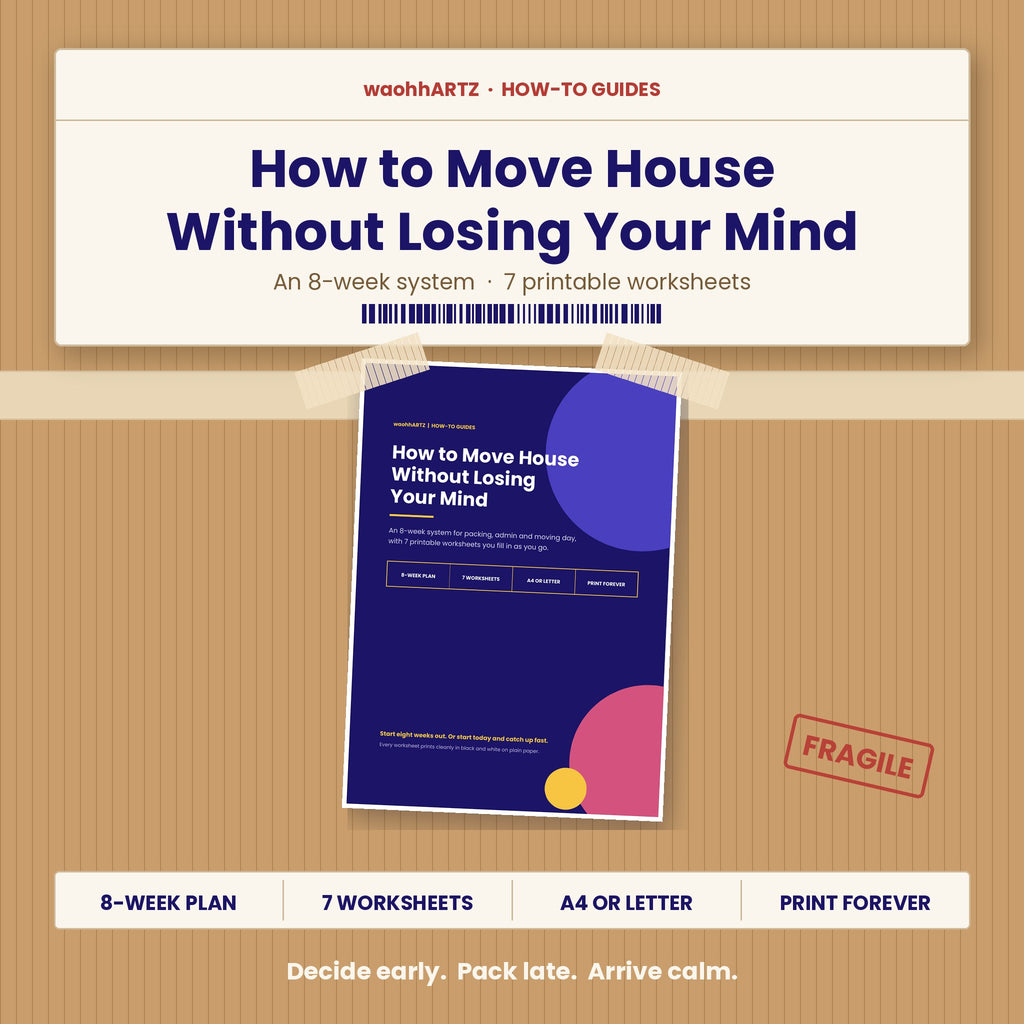 How to Move House Without Losing Your Mind | 8-Week Moving Guide with 7 Printable Worksheets | Instant Download PDF