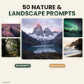 50 Nature &amp; Landscape AI Art Prompts — Midjourney, DALL-E, Stable Diffusion — Instant Download PDF