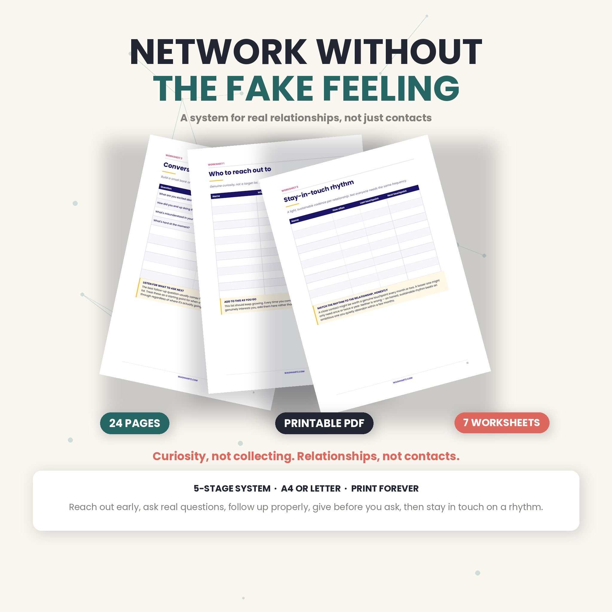 How to Network Without It Feeling Fake | 5-Stage System with 7 Printable Worksheets | Instant Download PDF
