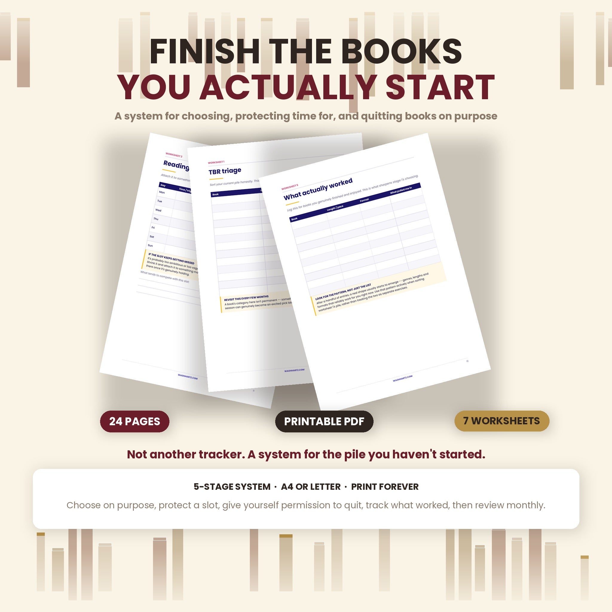 How to Actually Finish the Books You Start | 5-Stage System with 7 Printable Worksheets | Instant Download PDF