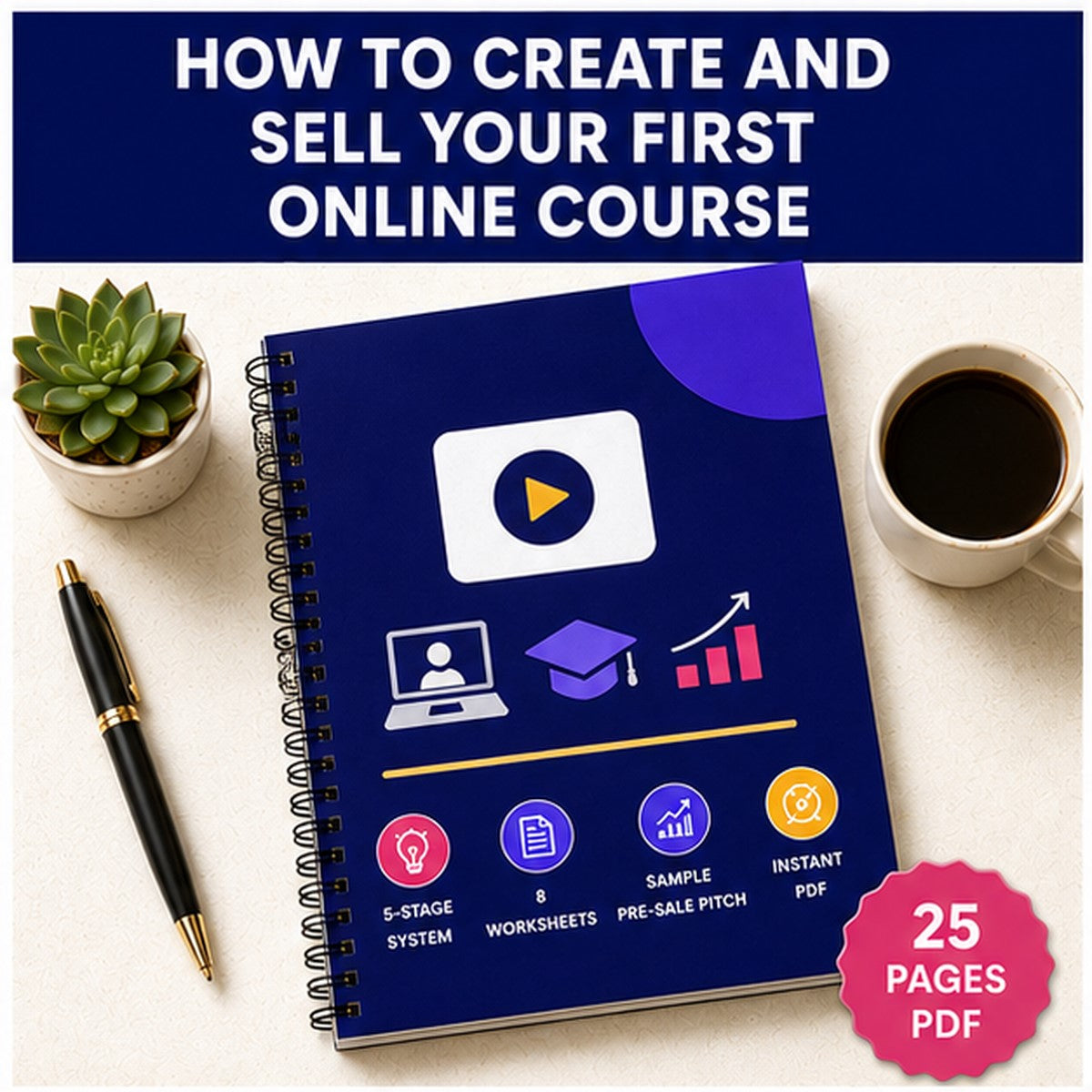 How to Create and Sell Your First Online Course | 5-Stage System + Sample Pre-Sale Pitch | Instant Download PDF