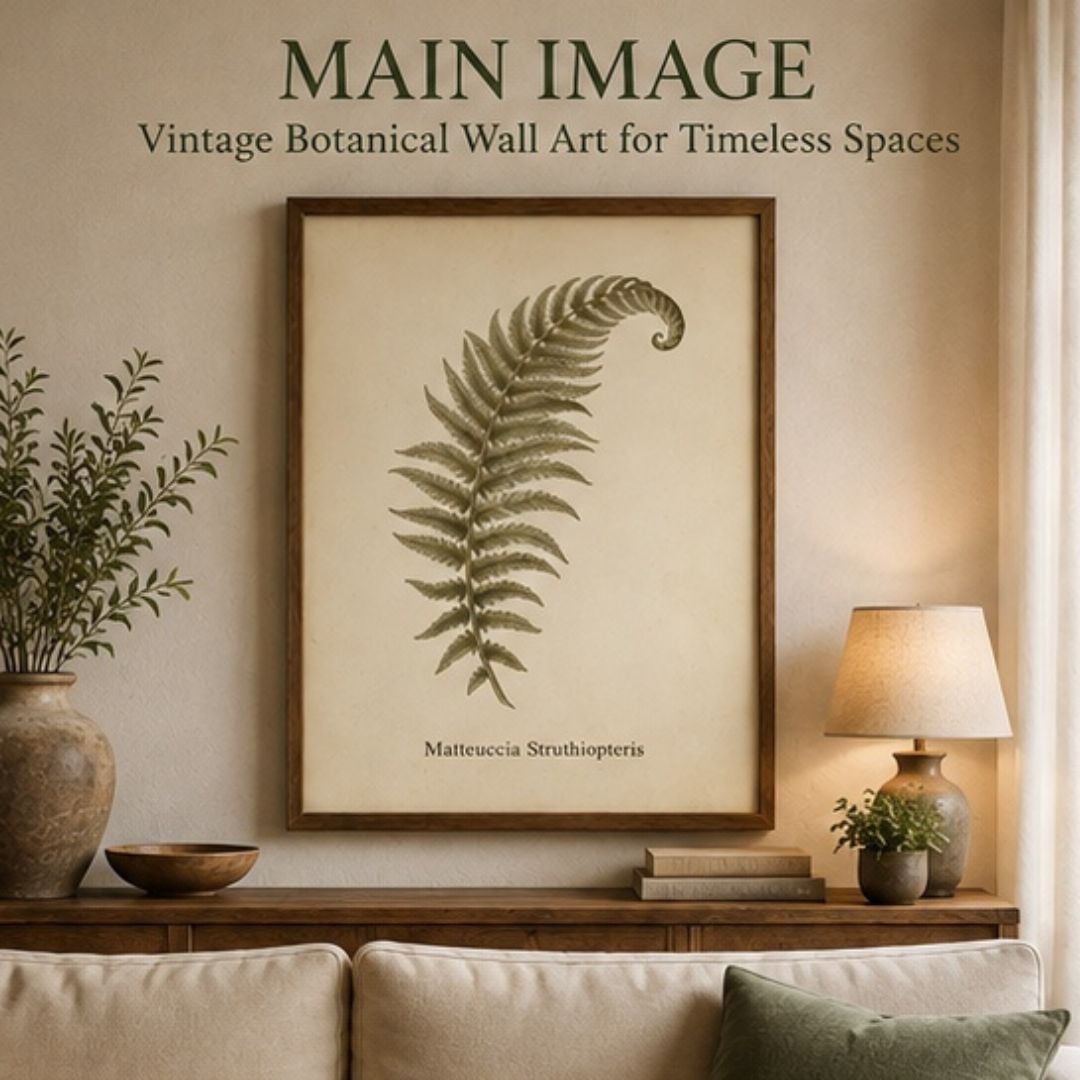 Vintage Botanical Fern Print — Instant Download — Antique Scientific Plate Style Wall Art A3 — Living Room Entryway Decor