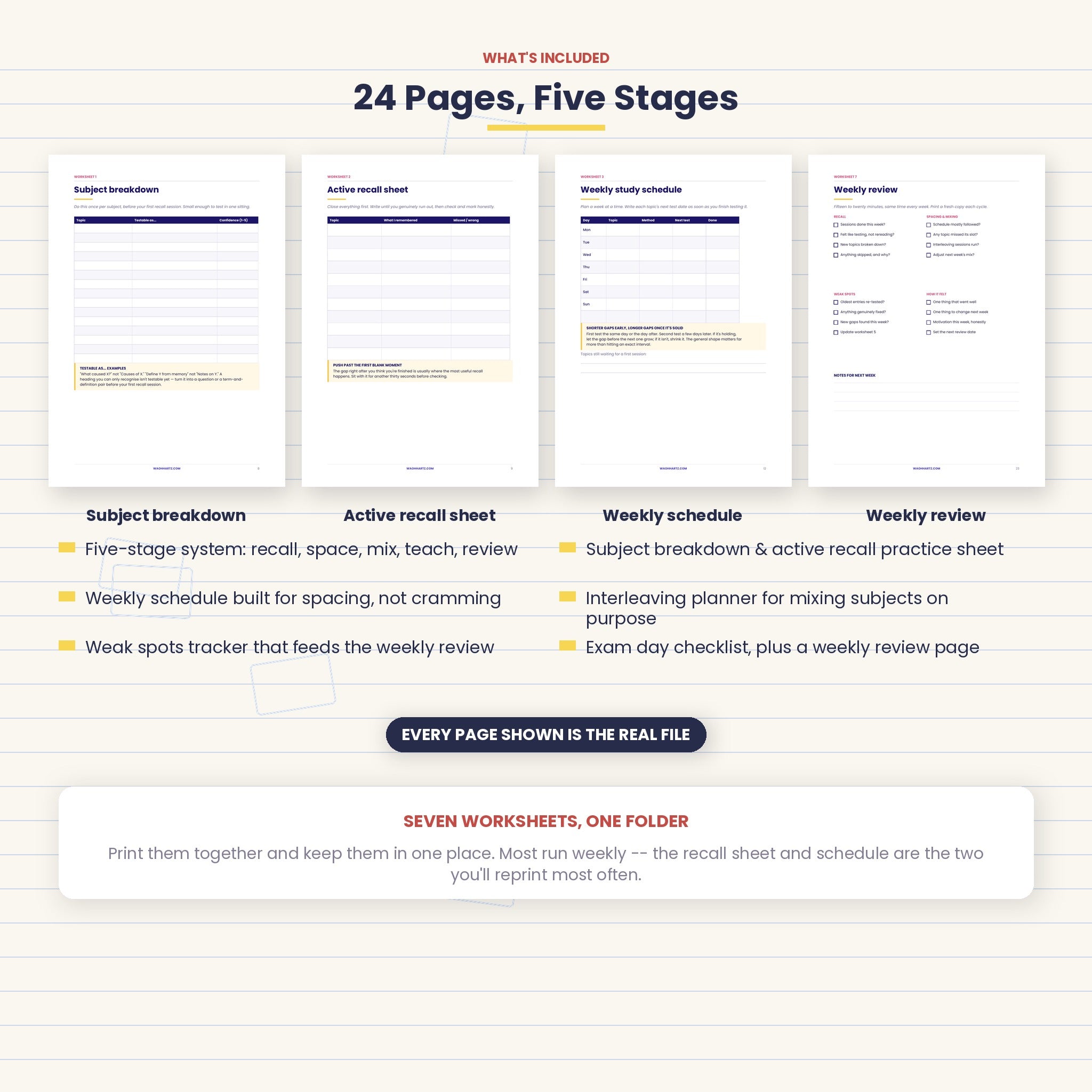 How to Study Less and Remember More | 5-Stage System with 7 Printable Worksheets | Instant Download PDF