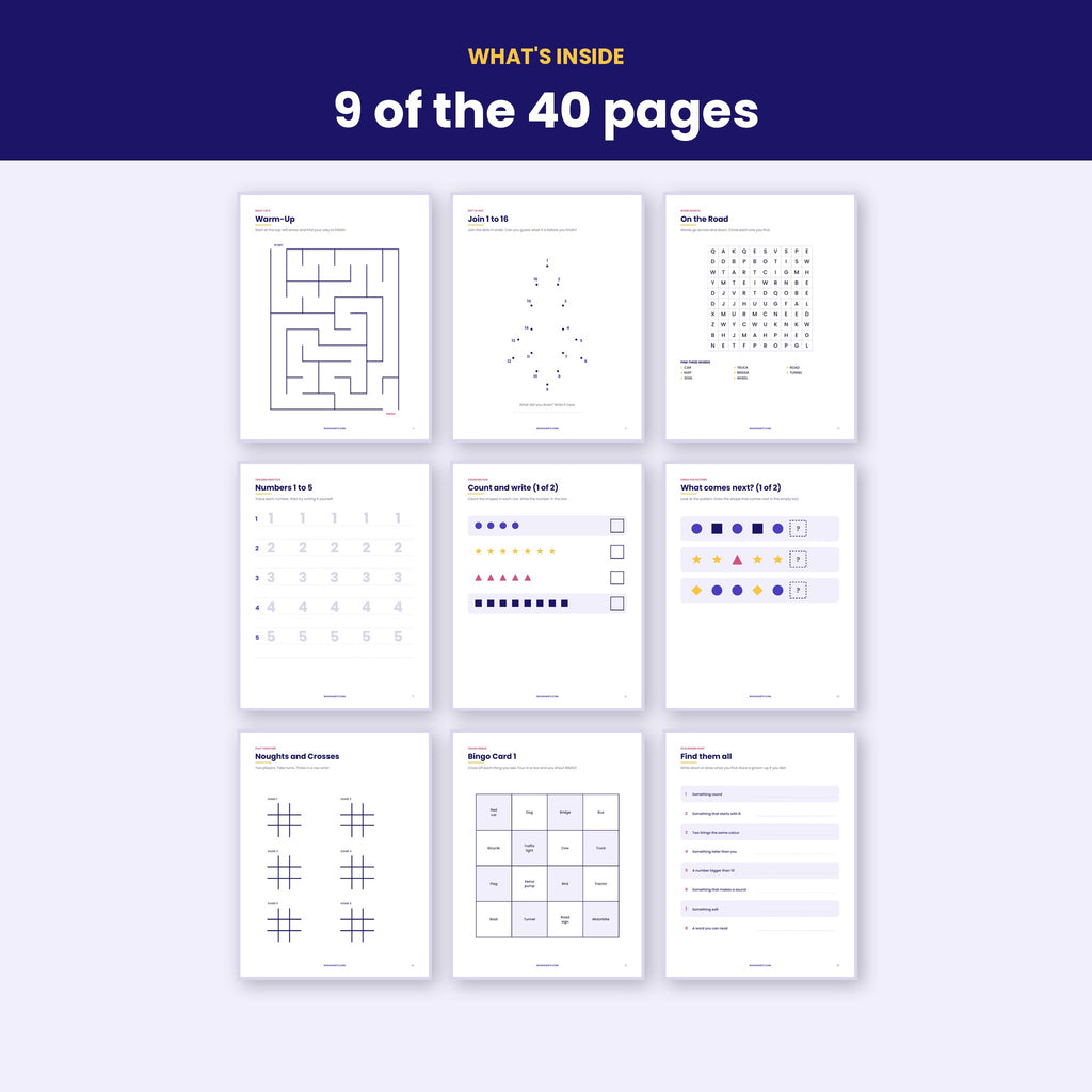 The Screen-Free Travel Activity Book | 40 Printable Pages for Kids Ages 4-8 | Instant Download PDF