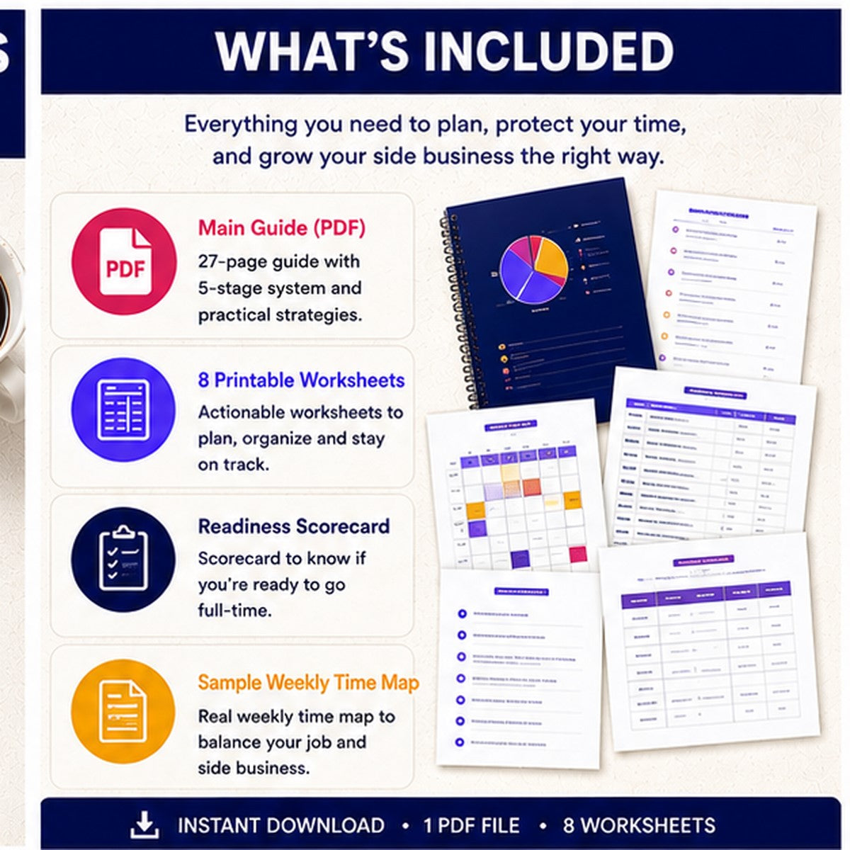 How to Start a Side Business While Working Full-Time | 5-Stage System + Readiness Scorecard | Instant Download PDF