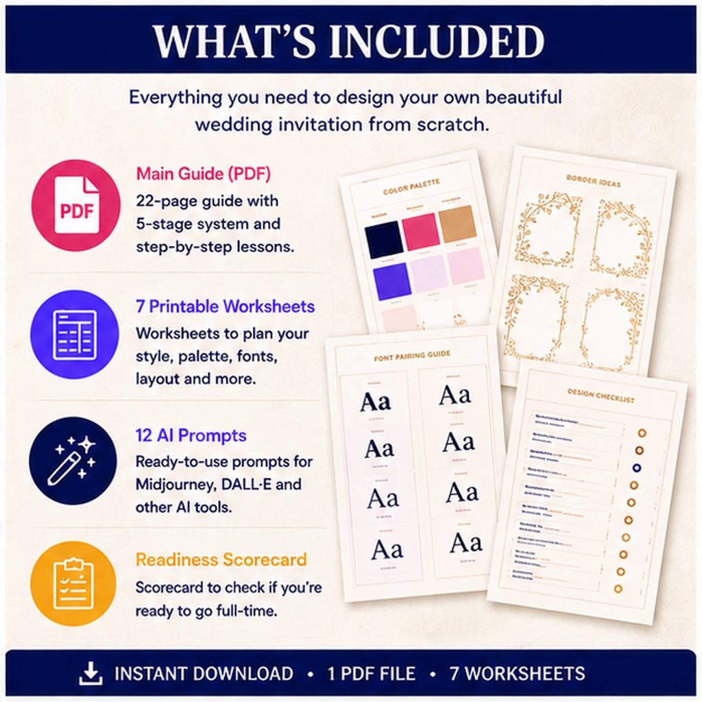 How to Design Your Own Wedding Invitation — AI Prompts, Fonts &amp; Canva Guide | Instant Download PDF