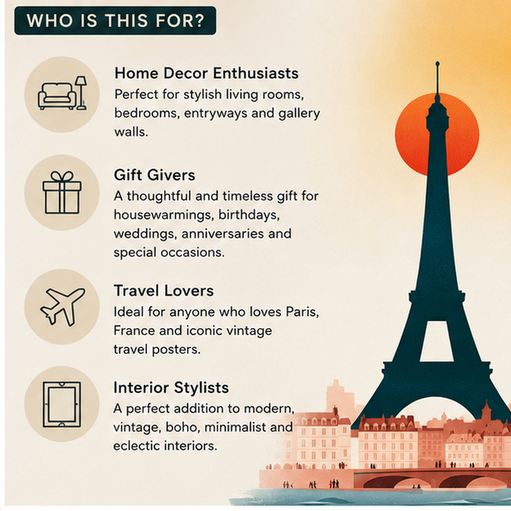 Vintage Travel Poster — Paris — Instant Download — Retro European Travel Print A3 16x24 — Living Room Wall Art