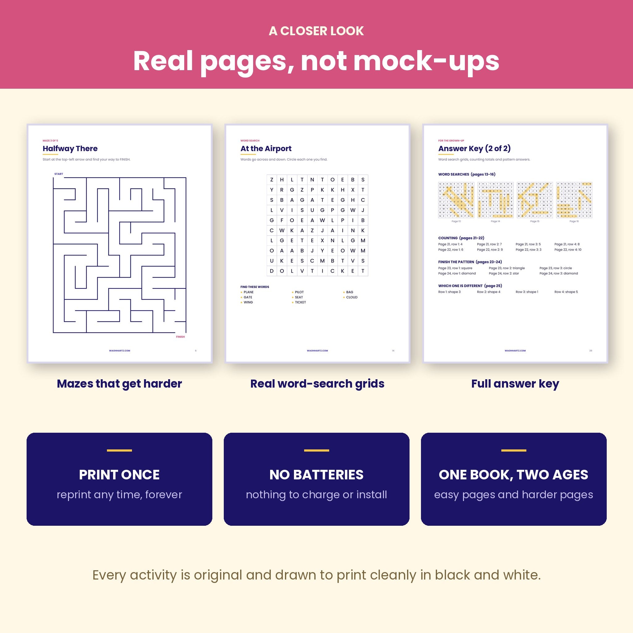The Screen-Free Travel Activity Book | 40 Printable Pages for Kids Ages 4-8 | Instant Download PDF