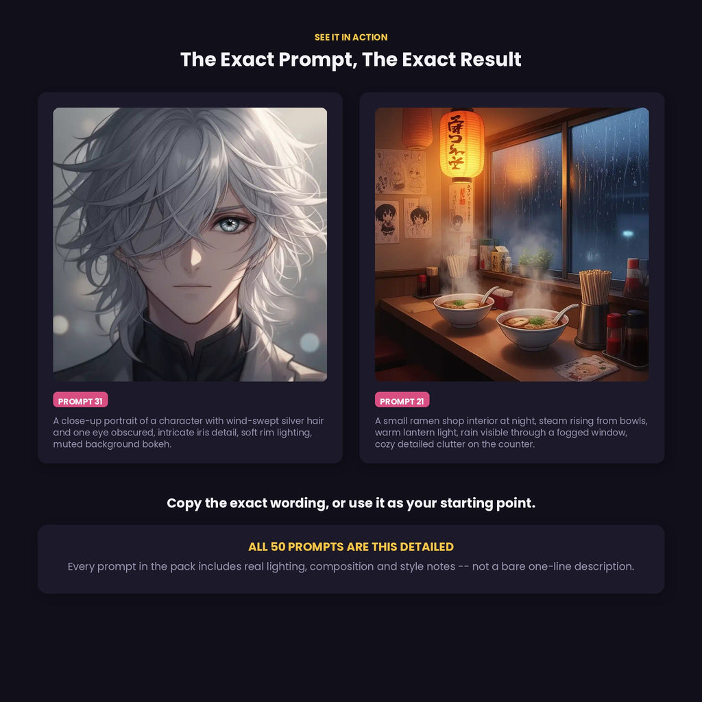 50 Anime &amp; Manga Style AI Art Prompts — Midjourney, DALL-E, Stable Diffusion — Instant Download PDF