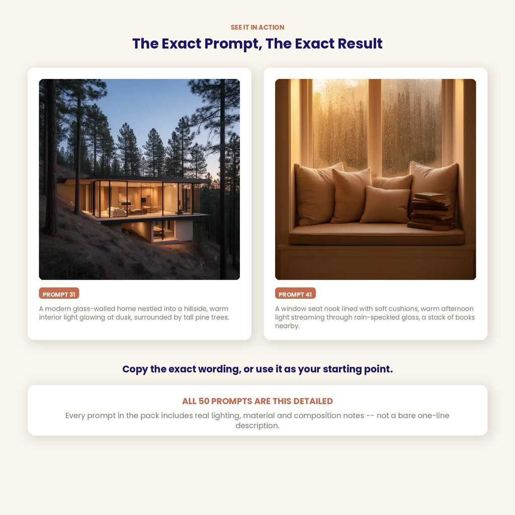 50 Interior Design &amp; Dream Home AI Art Prompts — Midjourney, DALL-E, Stable Diffusion — Instant Download PDF