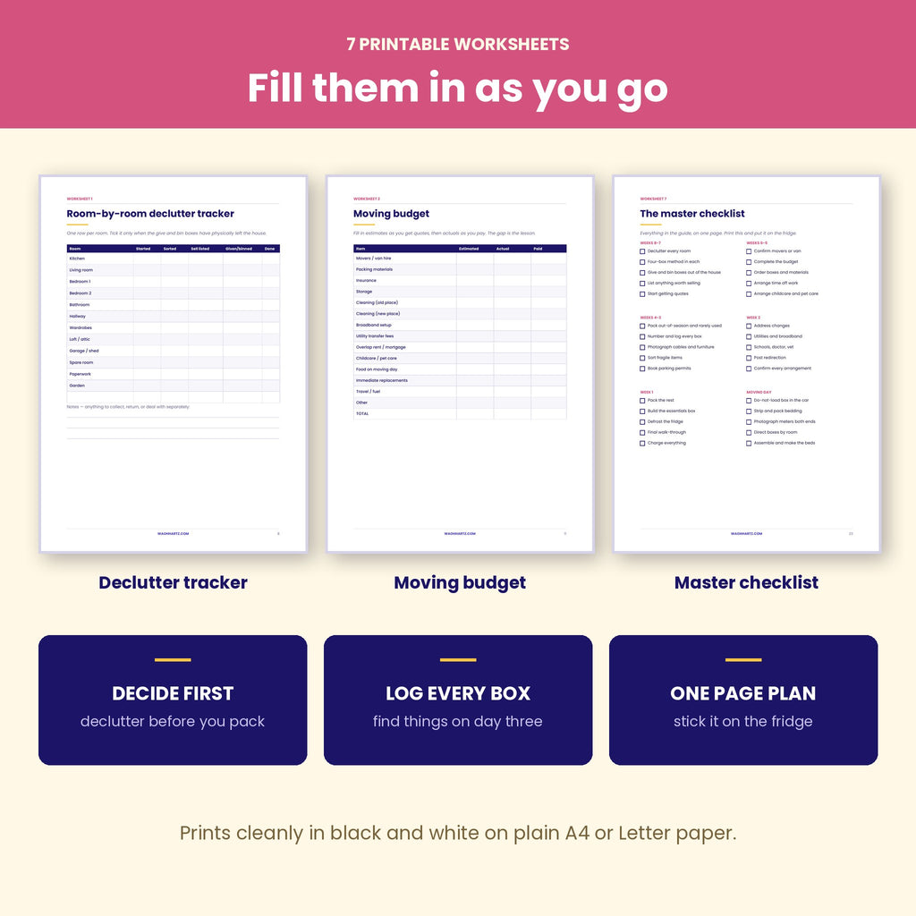 How to Move House Without Losing Your Mind | 8-Week Moving Guide with 7 Printable Worksheets | Instant Download PDF
