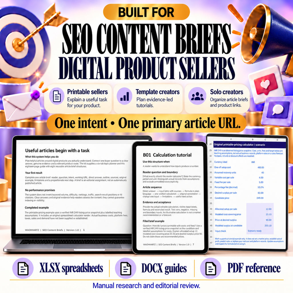 SEO article brief system for printable sellers, template creators and solo digital-product businesses
