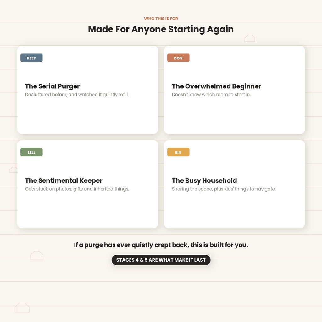 How to Declutter Once and Stay That Way | 5-Stage System with 7 Printable Worksheets | Instant Download PDF