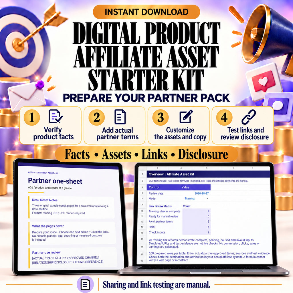 Four-step partner pack workflow to verify facts, enter terms, customize assets and manually test links and disclosure