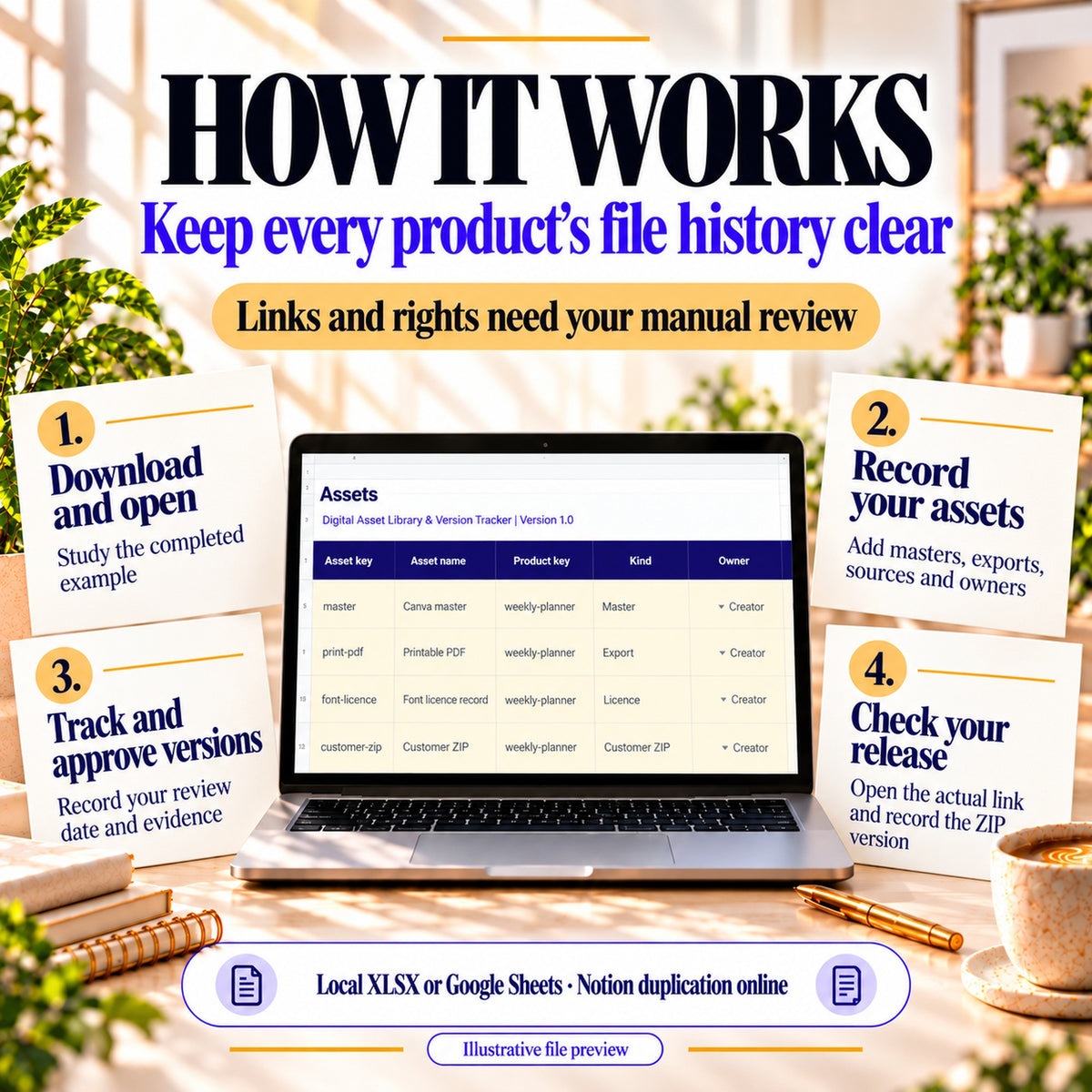 Record assets, approve file versions and manually check the customer release link