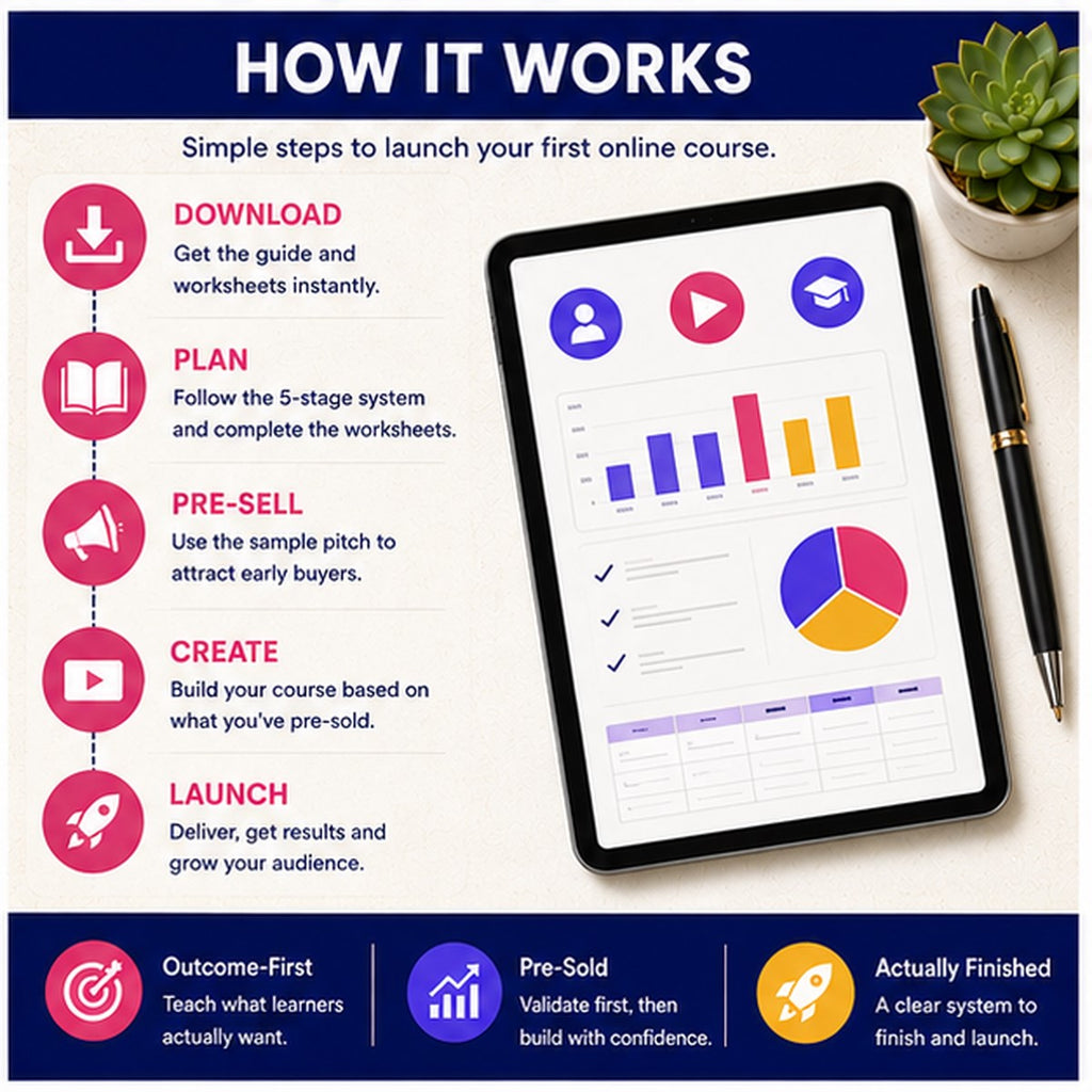 How to Create and Sell Your First Online Course | 5-Stage System + Sample Pre-Sale Pitch | Instant Download PDF