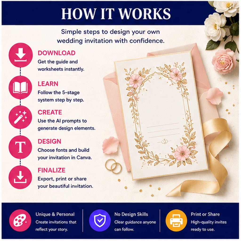 How to Design Your Own Wedding Invitation — AI Prompts, Fonts &amp; Canva Guide | Instant Download PDF