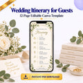 Wedding Itinerary for Guests – 12-Page Editable Canva Template