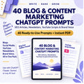 40 blog and content marketing AI prompts PDF for SEO articles, YouTube scripts, repurposing and brand voice