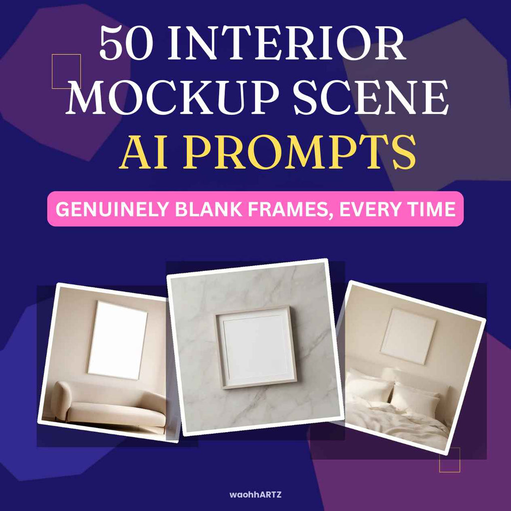 50 Interior Mockup Scene AI Prompts — Midjourney, DALL-E, Stable Diffusion — Instant Download PDF