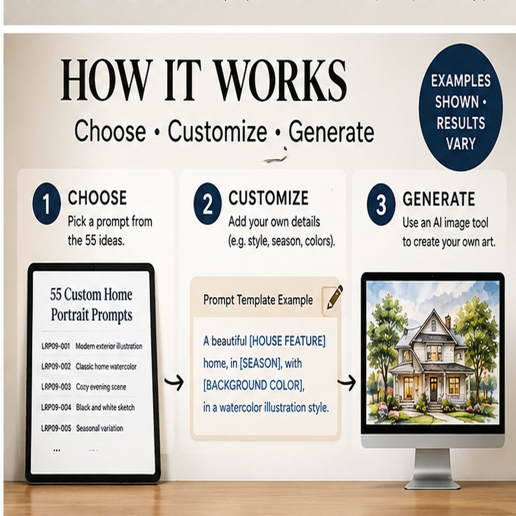 How to customize custom home portraits prompts and generate original wall art