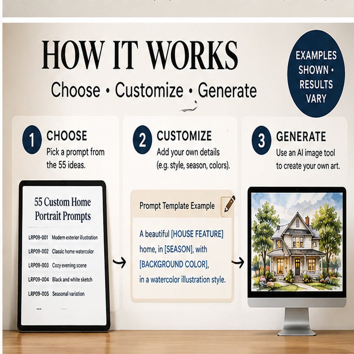 How to customize custom home portraits prompts and generate original wall art