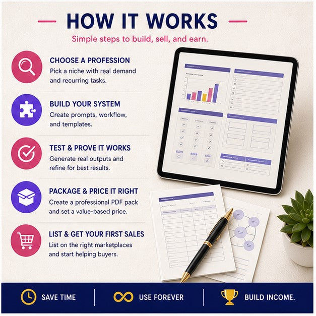 How to Build and Sell AI Prompt Packs for a Specific Profession | 5-Stage System + Sample Pack | Instant Download PDF