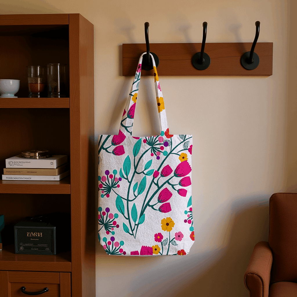 Flower AOP Tote Zipper Bag