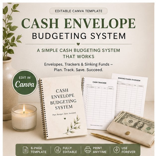 Cash Envelope Budgeting System — Editable Canva Template for Cash Stuffing