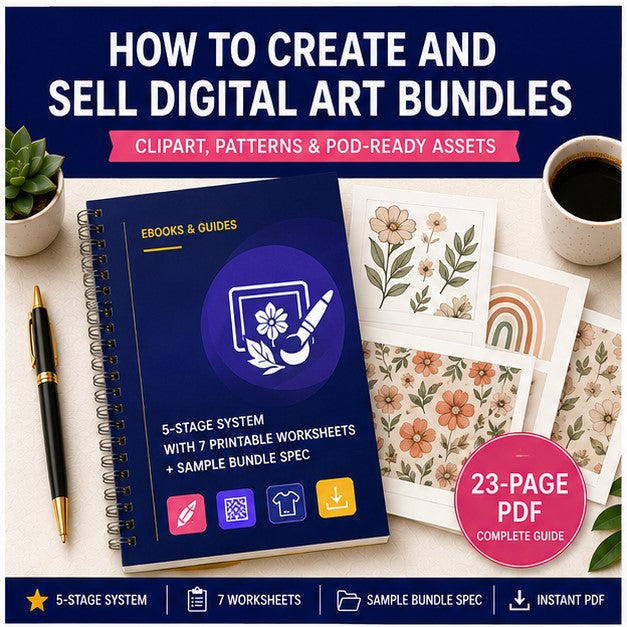 How to Create and Sell Digital Art Bundles | 5-Stage System + Sample Bundle Spec | Instant Download PDF