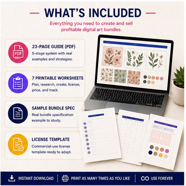 How to Create and Sell Digital Art Bundles | 5-Stage System + Sample Bundle Spec | Instant Download PDF