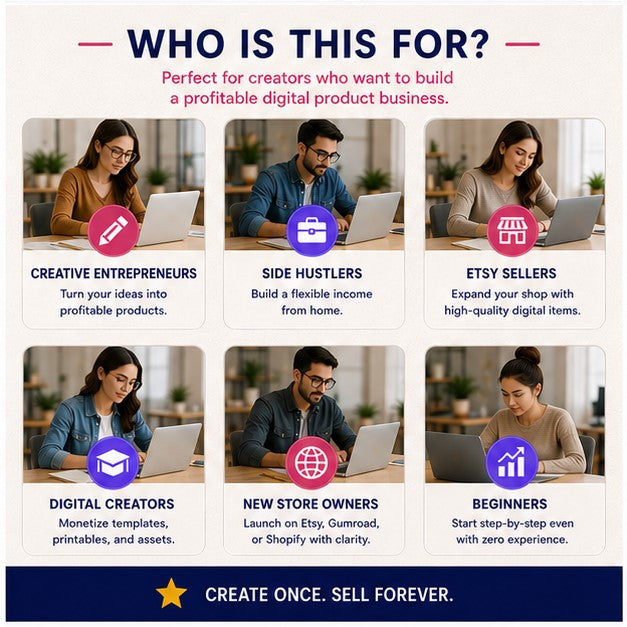 How to Sell Digital Products Online (Etsy, Gumroad &amp; Shopify) | 5-Stage System + Sample Listing | Instant Download PDF
