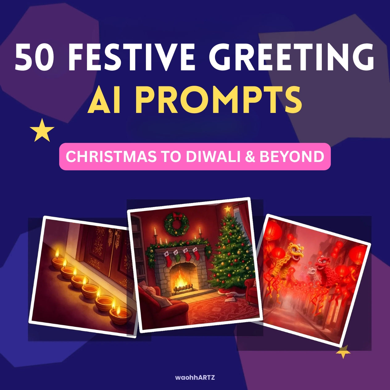 50 Festive Greeting AI Prompts — Midjourney, DALL-E, Stable Diffusion — Instant Download PDF